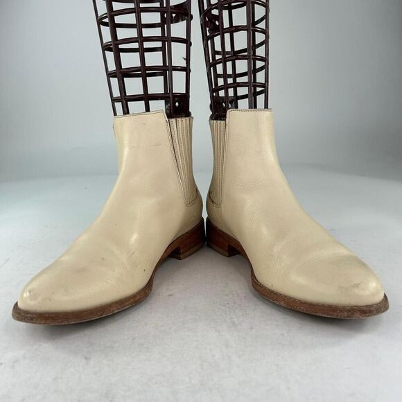 Thursday dreamer Women's Chelsea Boots US 9.5 Natural Beige Leather Pull-On Boot - Picture 4 of 11